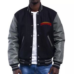 Veste universitaire sur mesure 100% coton et laine avec manches en cuir de qualité supérieure Veste Letterman à logo brodé sur mesure pour hommes - Product Image 4