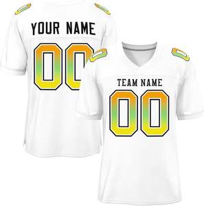 OEM a granel malla de poliéster que absorbe la humedad nombre personalizado y número bordado transpirable juvenil sublimación camisetas de fútbol a granel - Product Image 3