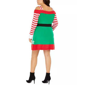 Abito da donna Derek Heart alla moda, taglia XX-Large, verde, con spalle scoperte, modello elfico, taglie forti, confortevole con vita naturale - Product Image 2