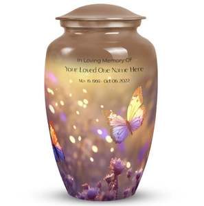 โกศบรรจุอัฐิแบบหล่ออะลูมิเนียมลายผีเสื้อ สไตล์โมเดิร์น-โบราณ สำหรับงานศพ ที่ระลึกทางศาสนา สำหรับบรรจุอัฐิมนุษย์หรือสัตว์เลี้ยง ขนาดเล็ก - Product Image 1