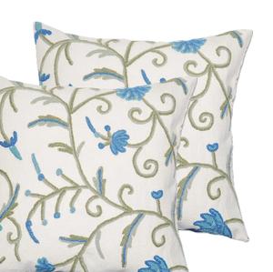 Housse de coussin en laine et jute brodée à la main avec coutures Crewel Design de feuilles florales Boho pour la maison et l'hôtel - Product Image 2