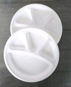 Assiette jetable écologique 12x4 pouces bagasse de canne à sucre 4 compartiments design rond avec plateau pour mariages événements restauration - Product Image 1