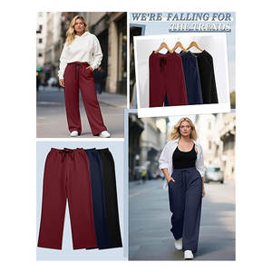 Pantalones de Yoga para Mujer Talla Grande, Pantalones Deportivos con Cordón, Bolsillos, Ajuste Holgado, Pantalones de Chándal para Ejercicio, Parte Inferior Abierta, Casuales - Product Image 3