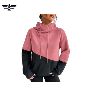 Sweat à capuche décontracté pour femme en polaire polyester/coton, motif uni, longueur longue, design asymétrique, poches, respirant, tricoté - Product Image 3