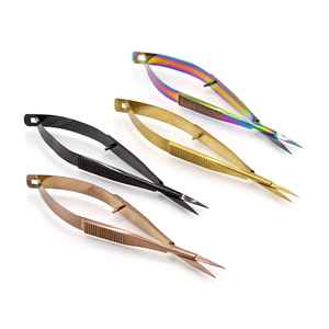 กรรไกรตัดแต่งขนคิ้วสแตนเลสแบบตรง คุณภาพพรีเมียม สำหรับมืออาชีพ สีดำ - Product Image 2