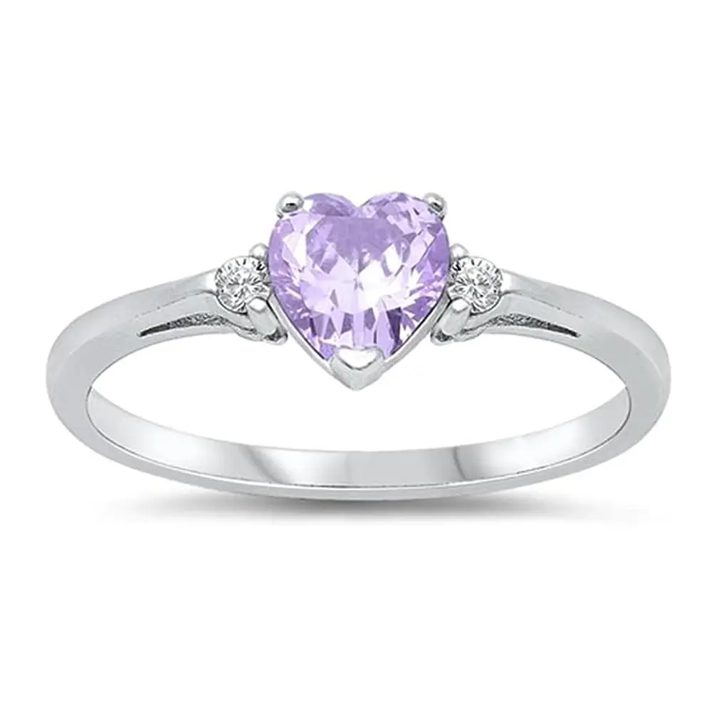 Aanpassen Van Alle Stijlen Hartvormige Verlovingsring Gemaakt Lavendel Amethist Rose Vergulde Solitaire Hartring