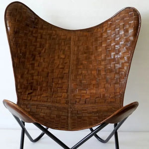 Silla de cuero de mariposa rústica de lujo, marco de hierro de lona plegable para el hogar, oficina, sala de Estar, comedor, dormitorio, ocio al aire libre - Product Image 1