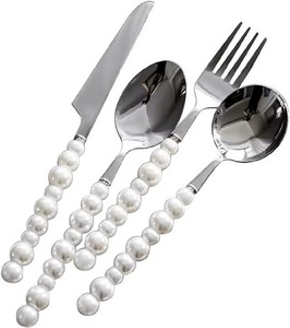 Mango de diseño de burbujas, cubiertos de acero inoxidable con acabado Chapado en Color plateado, cubiertos para Hotel Cafe, Juego de 4 Uds. - Product Image 1