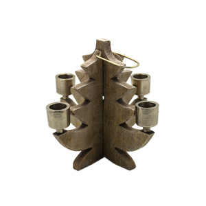 Decoración de iluminación de fiesta de Navidad y hogar, portavelas de Adviento de madera y Metal, acabado gris para venta al por mayor a granel - Product Image 1
