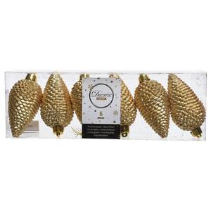 Amicasa Pine <b>Cones</b> (6pcs) Gold Plastic 9028570 <b>Christmas</b> Ball & <b>Tree</b> Ornaments - Product Image 1