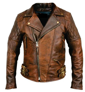 Chaqueta de Hombre, Chaqueta de Cuero Marrón Vintage Desgastada, Temporada - Product Image 1