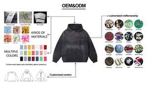 OEM Custom Logo Zip Hoodie High Quality 100% Cotton Breathable Men's Heavyweight Sweatshirt Oversized Stone Acid Wash <b>Screen</b> - Product Image 6