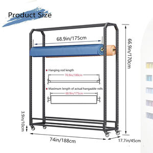 JH-Mech大型テキスタイルファブリックディスプレイラック調整可能吊りロッド付き可動オーガナイザーホルダーファブリックロール収納メタルラック - Product Image 2