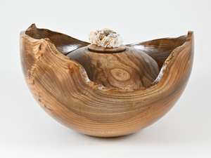 Large Handmade Wooden Cremation <b>Urn</b> Made of Dutch Elm with Quartz for human <b>ashes</b> adult male female large <b>ashes</b> <b>urns</b> - Product Image 3