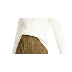 Maglione da Donna Maison Jules Bianco Taglia XL in Maglia a Trecce con Perle Finte, Traspirante in Mohair, Motivo Azteco e Logo Frontale - Product Image 3