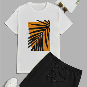 Ensemble 2 pièces T-Shirt et short pour homme Respirant Summer 100% Cotton Washed Oversize Street Style Latest Design - Product Image 3