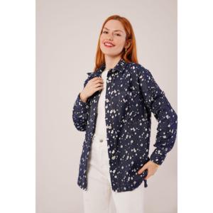 Camisa de Mezclilla Azul con Aspecto Desgastado para Mujer, Marca Lustrin, Blusa de Manga Larga con Botones, Mezcla de Algodón, para Uso Casual, Venta al Por Mayor - Product Image 1