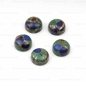 Nouveauté 14mm cercle Cabochon naturel Azurite cuivre Composite lisse pierres précieuses en vrac fabrication de bijoux boucles d'oreilles bijoux - Product Image 4