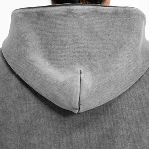 2025 High Quality Custom Acid Washed Hoodie OEM /ODM 100% Cotton Fleece Fabric Sweat Shirts <b>Grey</b> Color Wash Hoodies for Man - Product Image 4