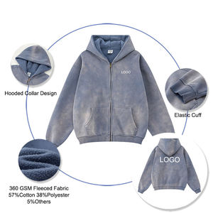 Sudadera con capucha ecológica de algodón lavado de talla grande para hombre, ropa de calle de gran tamaño con logotipo personalizado, sudaderas con capucha de peso pesado para hombre - Product Image 3