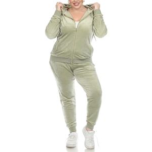 OEM vêtements de sport pour femmes velours survêtement 2 pièces ensemble plaine femmes survêtement ensembles 100% polyester velours survêtement - Product Image 2