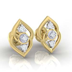 Boucles d'oreilles en or certifié et diamants véritables, poids total des carats : 0,07 ct, 6 pièces, or 14 carats/18 carats - Product Image 1