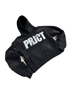 Sudaderas con capucha con diamantes de imitación para hombre con logotipo impreso en pantalla personalizado, algodón pesado de gran tamaño, algodón, lavado ácido, sol, desteñido - Product Image 3