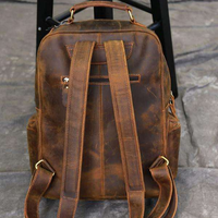 Grand sac à dos vintage en cuir marron pour ordinateur portable, étanche, fermeture à glissière Old School, pour voyage universitaire, usage extérieur pour hommes et femmes
