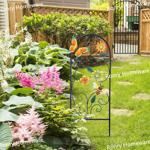 Panneaux de jardin rectangulaires modernes en <span class=keywords><strong>métal</strong></span> thermolaqué, motif <span class=keywords><strong>fleurs</strong></span> et abeilles, pour la décoration de jardin, patio et pelouse au printemps - Product Image 2