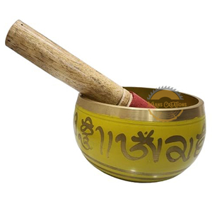 เครื่องสวดมนต์ของชาวพุทธทิเบตพร้อมชามไม้สำหรับร้องเพลงชุดจักระทำสมาธิแบบใช้มือทุบโดย ayaans - Product Image 2