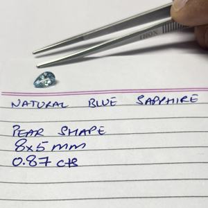 พลอยอะความารีนเบอร์รีลทรงลูกแพร์สีฟ้าธรรมชาติ ราคาขายส่ง มีใบรับรอง ขนาด 8x5 มม. น้ำหนัก 0.9 กะรัต ซานตา มาเรีย - Product Image 4