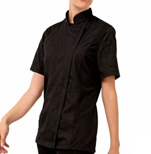 <span class=keywords><strong>Veste</strong></span> <span class=keywords><strong>de</strong></span> chef pour femme en coton et polyester tissé, à manches courtes avec fermeture éclair, pour restaurant, bar, uniforme <span class=keywords><strong>de</strong></span> <span class=keywords><strong>cuisine</strong></span> - Product Image 2