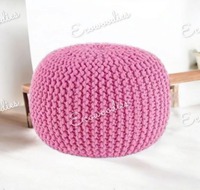 Pouf ottoman rose moderne en coton tricoté à la main, repose-pieds, chaise de sol pour chambre, salon, entrée, console avec incrustation d'os