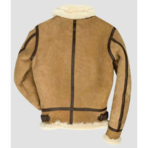 Gamuza Marrón Botón Cuero Hombres Invierno Shearling Lana Vintage Pilot Shearling Leather Jacket Aviator - Product Image 6