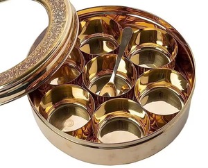 Boîte Masala de luxe finie miroir en or avec conteneur amovible Organisateur de stockage classique pour la cuisine et les cadeaux de fête - Product Image 4