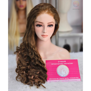 Perruques à fermeture à lacet HD 5x5 cheveux ondulés naturels # 4A couleur cheveux humains vietnamiens perruques de cheveux ondulés sans perte ni enchevêtrement - Product Image 1