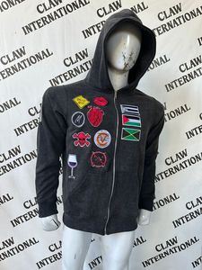 Felpe con Cappuccio da <span class=keywords><strong>Uomo</strong></span> in Cotone 100% Felpato, Taglio Corto, Pesanti, Vintage, Effetto Usurato, con Ricamo a Patch, Lavaggio Acido, Traspiranti, Antivento, ad Asciugatura Rapida - Product Image 2