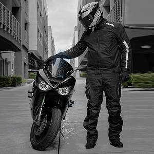 Veste de moto double sport pour homme, veste de moto respirante et protectrice pour la conduite d'aventure avec armure de sécurité noire - Product Image 4