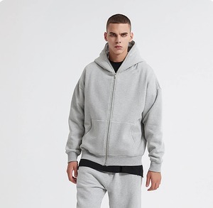 Men's Retro Long Sleeve <b>Zip</b>-<b>Up</b> Hooded Sweatshirts Oversized <b>Black</b> Polyester/Cotton Jackets Embroidered Coats for Plain Dyed - Product Image 3