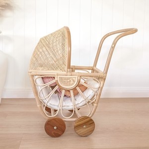Cochecito de bebé ecológico hecho a mano de ratán, cochecito de muñeca natural, cochecitos superventas, accesorios para muñecas, juguetes para niños - Product Image 6