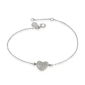 Beautiful Heart Shape 925 sterling silver With CZ gemstone valentine special gift chain bracelet