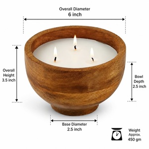 Bol à bougies en bois, accessoires de maison et de parfumerie, décoration de table pour la maison, pour table, fêtes, Noël, bol à bougies en bois - Product Image 3