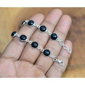 925 Sterling Silver Black Onyx Gemstone Bracelet Gold Plated <b>Charm</b> <b>Bangles</b> Trendy Wedding or Gift Jewelry - Product Image 1