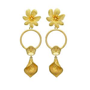 ต่างหูแบบห้อยสำหรับผู้หญิงมาใหม่ประดับเปลือกหอยและต่างหูรูปดอกไม้ - Product Image 1