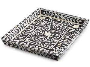 BEAU PLATEAU D'INLAISSEUR PLATEAU DE SERVICE FAIT À LA MAIN LUXE Os Incrustation Ramadan Petit Déjeuner Alimentaire Fruits Café Thé Plateau Décoratif - Product Image 3