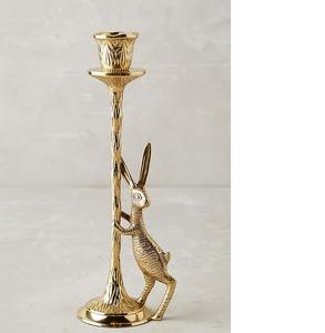 Lapin assis Holdeing Bougeoir Table Top Meilleure vente Golden Casting Aluminium Bougeoir Forme de lapin - Product Image 2
