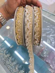 Bordure en dentelle dorée brodée à la main, style miroir africain, largeur 25 mm, couleur personnalisée, pour vêtements, chaussures et sacs - Vente en gros - Product Image 4