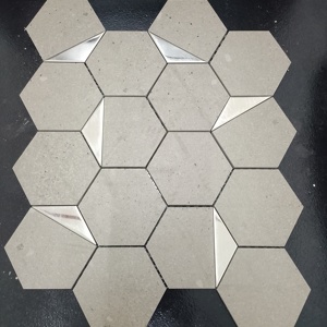 Naturel & Premium Feel 73Mm Hexagon Céramique Full Body Vitrified Mosaic Pour Murs Extérieurs Élévations de bâtiment Murs composés - Product Image 2