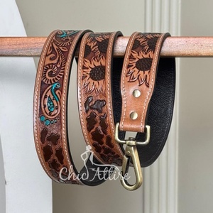Correa de hombro de cuero con estampado Floral y Paisley de alta calidad, correa de cuero genuino para guitarra y cámara, pieza y accesorio - Product Image 1