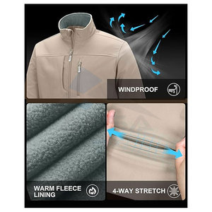 Veste Softshell rétro personnalisée avec logo brodé à fermeture éclair pour hommes coupe-vent d'extérieur élégant avec tissu Softshell durable - Product Image 6